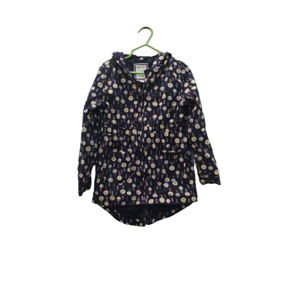 Gymboree dark blue floral hooded full zip light jacket